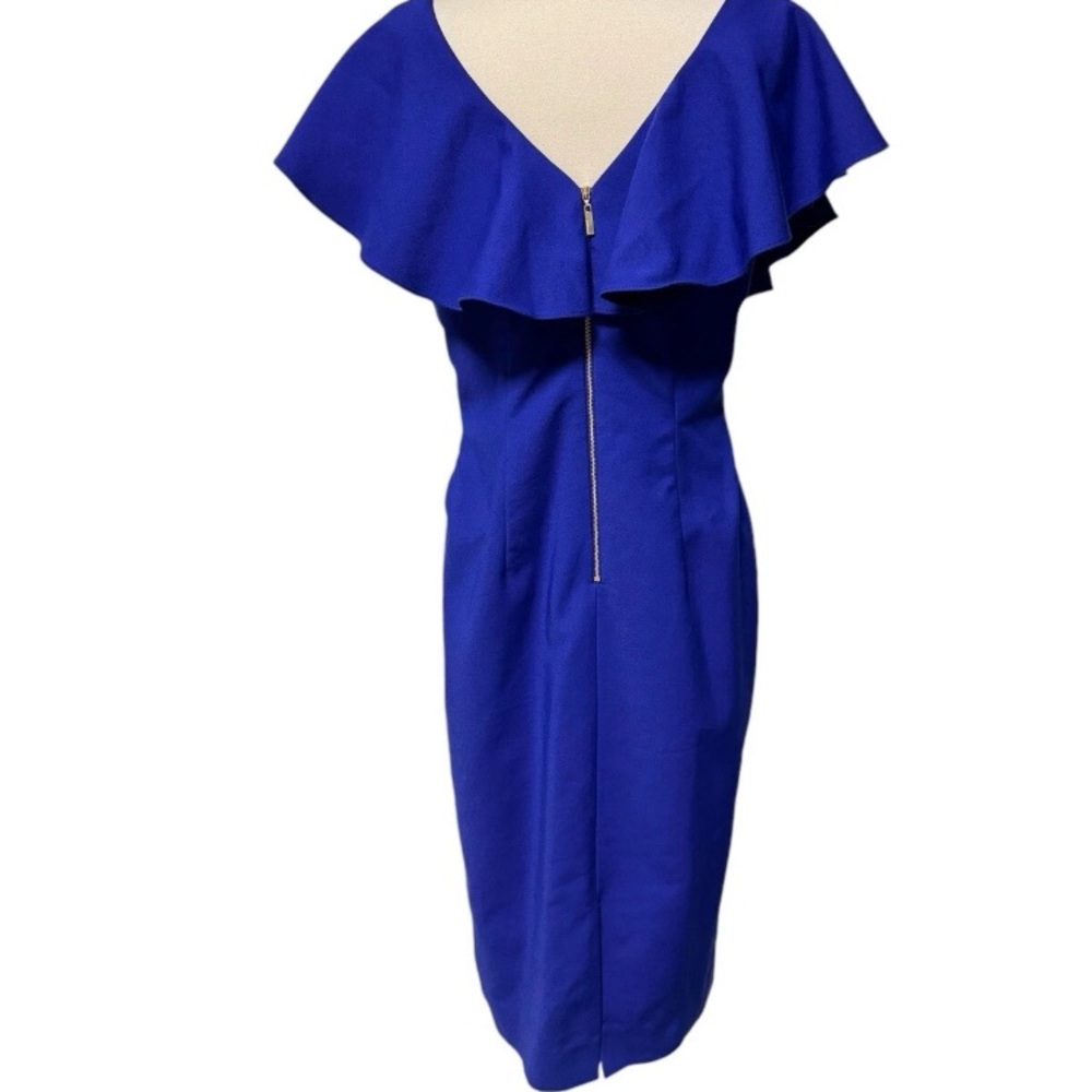 Antonio Melani Dress Ruffle Sleeve Blue Midi size 8 - Picture 5 of 9